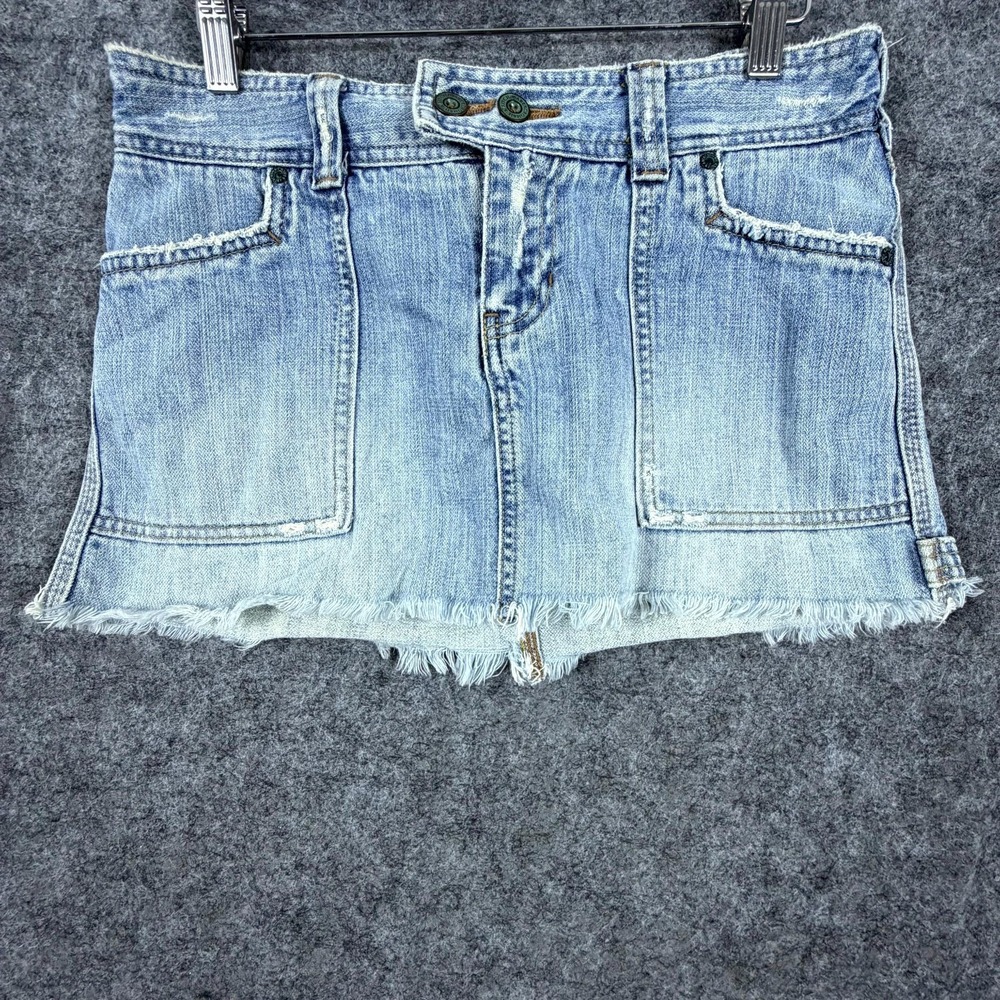 Abercrombie & Fitch Miro Mini Skirt Womens 2 Blue Denim Frayed Hem Light Wash